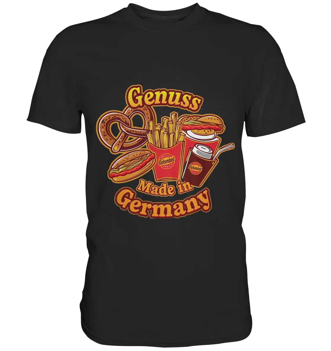 Genuss Made in Germany – Imbissliebe im Cartoon-Stil - Premium Shirt Bright Lights Arts