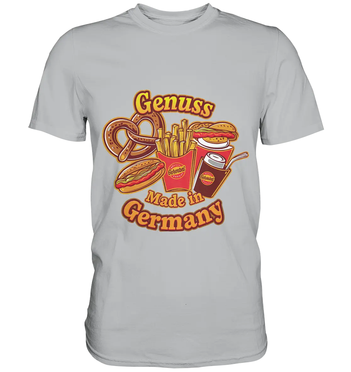 Genuss Made in Germany – Imbissliebe im Cartoon-Stil - Premium Shirt Bright Lights Arts