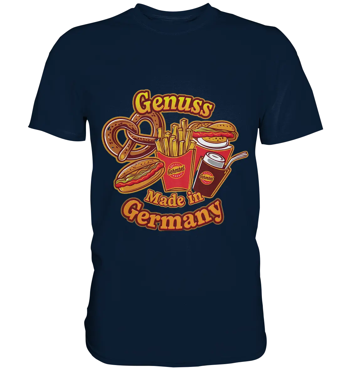 Genuss Made in Germany – Imbissliebe im Cartoon-Stil - Premium Shirt Bright Lights Arts