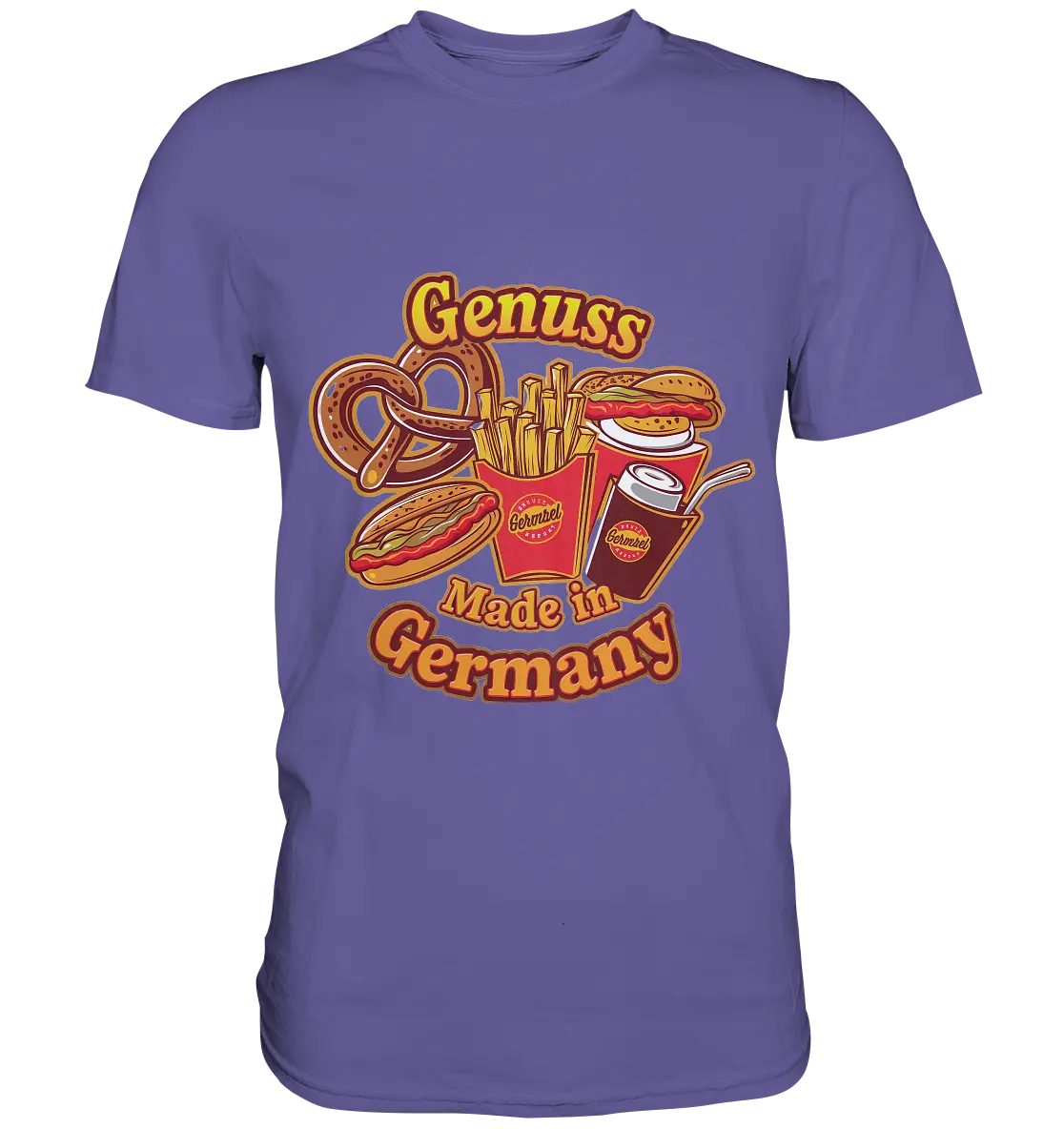 Genuss Made in Germany – Imbissliebe im Cartoon-Stil - Premium Shirt Bright Lights Arts