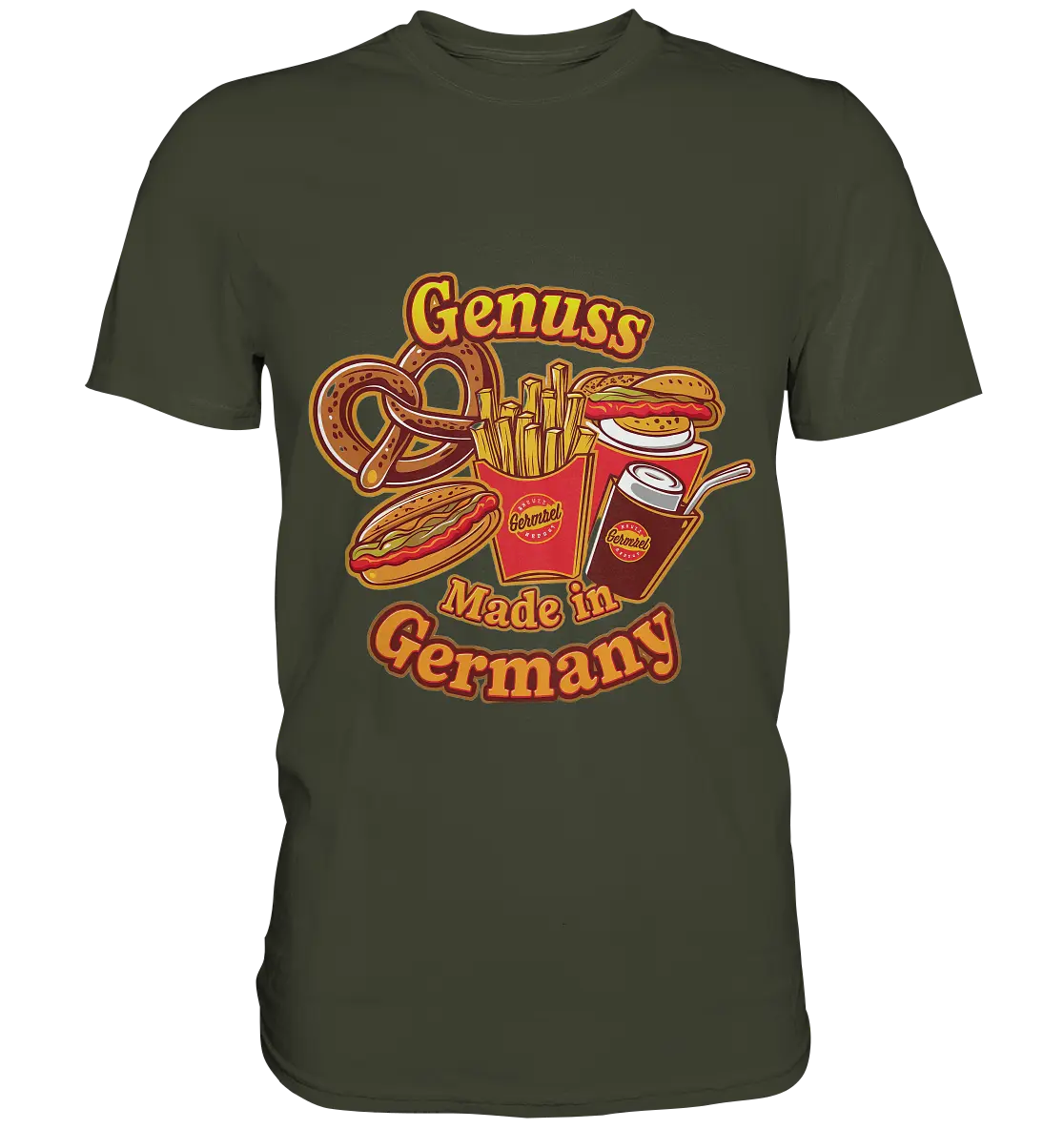 Genuss Made in Germany – Imbissliebe im Cartoon-Stil - Premium Shirt Bright Lights Arts