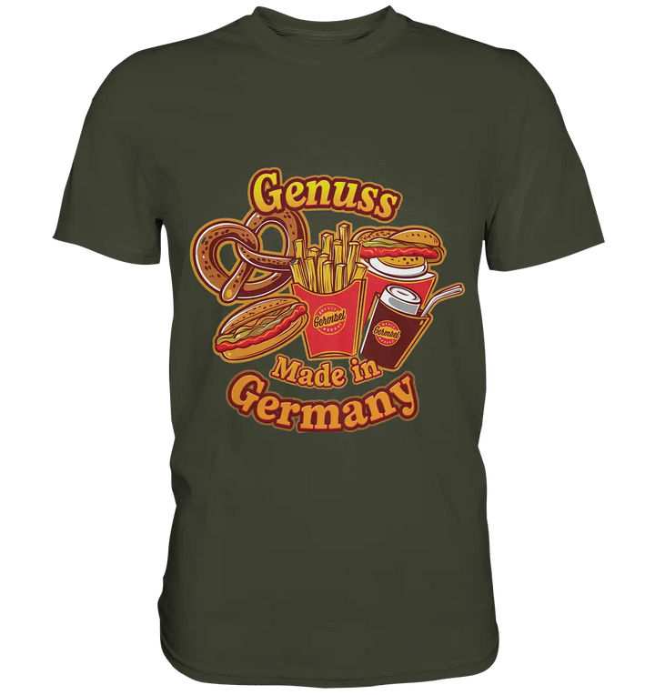 Genuss Made in Germany – Imbissliebe im Cartoon-Stil - Premium Shirt Bright Lights Arts
