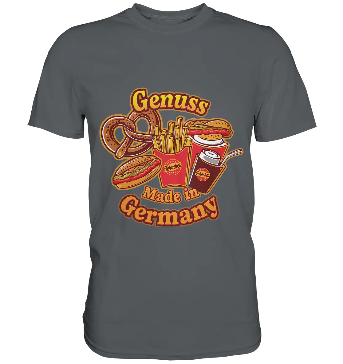 Genuss Made in Germany – Imbissliebe im Cartoon-Stil - Premium Shirt Bright Lights Arts