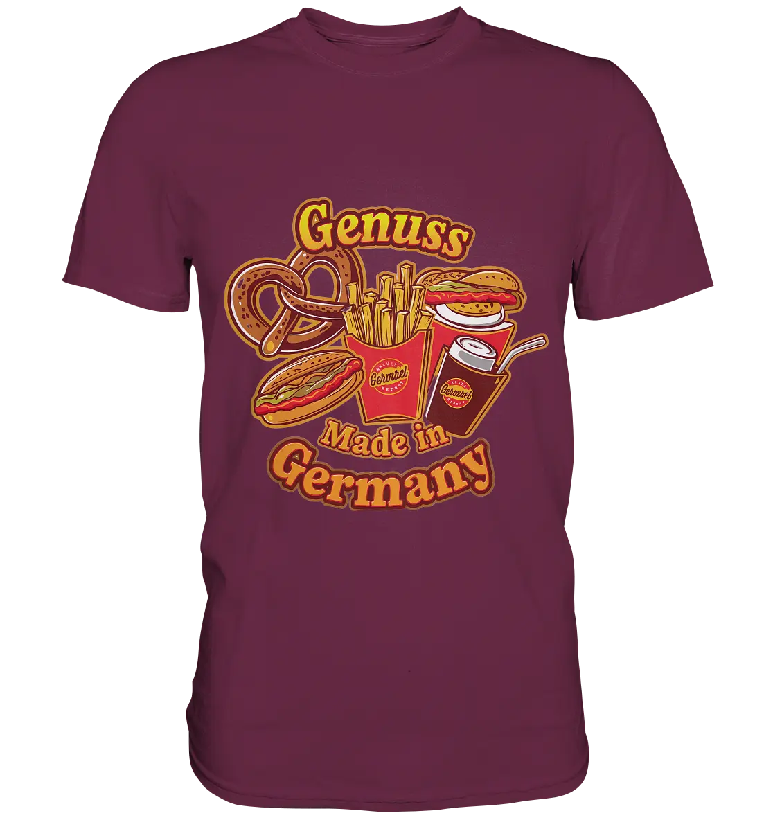 Genuss Made in Germany – Imbissliebe im Cartoon-Stil - Premium Shirt Bright Lights Arts