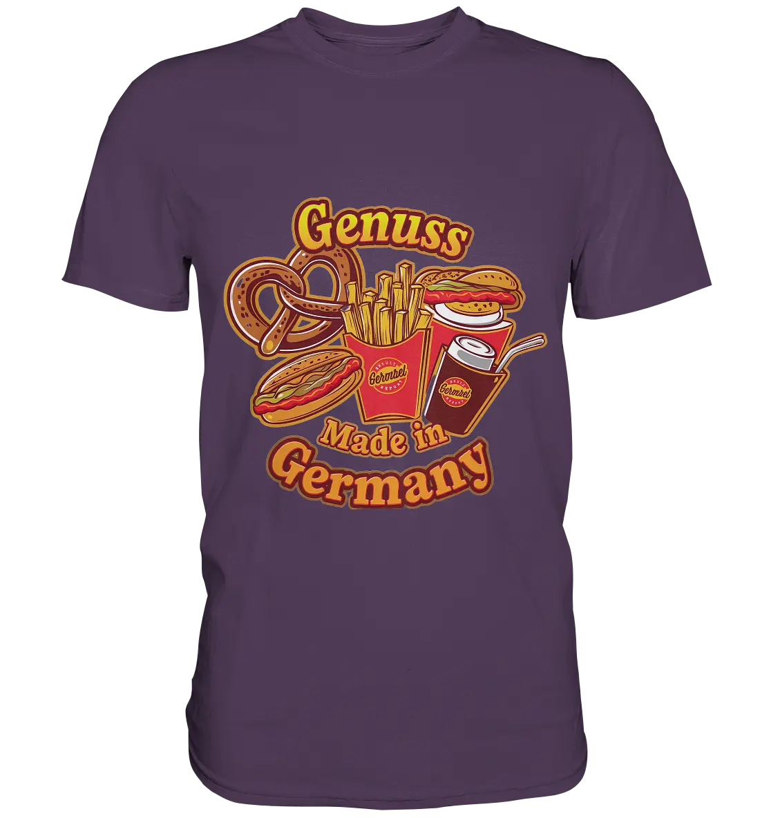 Genuss Made in Germany – Imbissliebe im Cartoon-Stil - Premium Shirt Bright Lights Arts