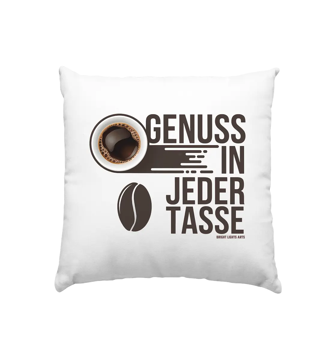 Genuss in jeder Tasse – Minimalistisches Kaffeeglück - Kissen 40x40cm Bright Lights Arts