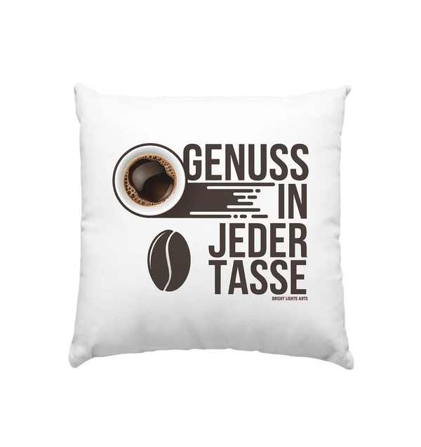 Genuss in jeder Tasse – Minimalistisches Kaffeeglück - Kissen 40x40cm Bright Lights Arts