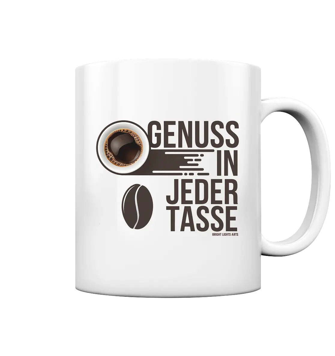 Genuss in jeder Tasse – Minimalistisches Kaffeeglück - Tasse glossy Bright Lights Arts