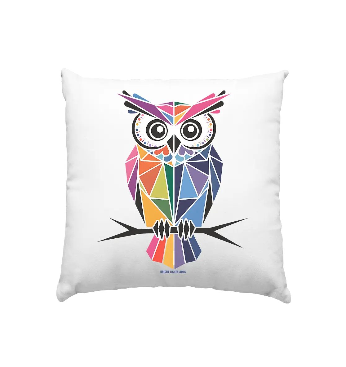 Geometrische Eule im Dreiecksstil - Kissen 40x40cm Bright Lights Arts