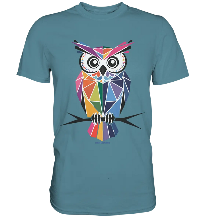 Geometrische Eule im Dreiecksstil - Premium Shirt Bright Lights Arts