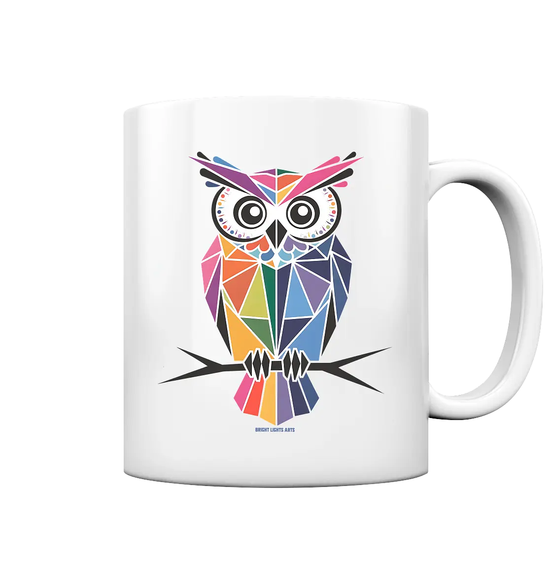 Geometrische Eule im Dreiecksstil - Tasse glossy Bright Lights Arts