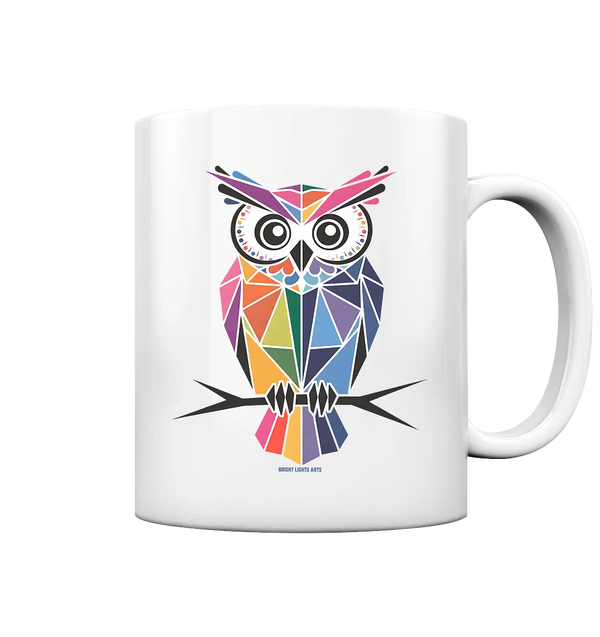 Geometrische Eule im Dreiecksstil - Tasse glossy Bright Lights Arts