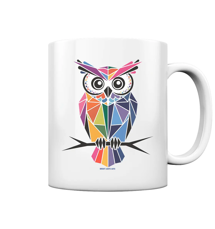 Geometrische Eule im Dreiecksstil - Tasse glossy Bright Lights Arts