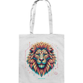 Geometrischer Löwenkopf in lebendigen Farben - Baumwolltasche Bright Lights Arts