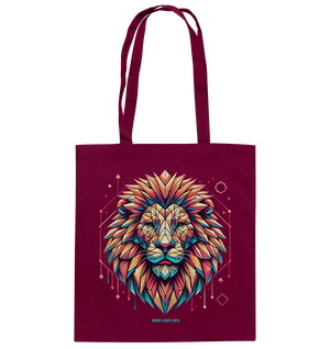 Geometrischer Löwenkopf in lebendigen Farben - Baumwolltasche Bright Lights Arts