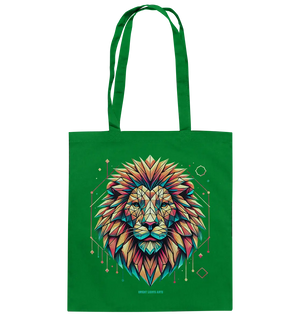 Geometrischer Löwenkopf in lebendigen Farben - Baumwolltasche Bright Lights Arts