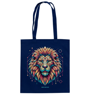 Geometrischer Löwenkopf in lebendigen Farben - Baumwolltasche Bright Lights Arts