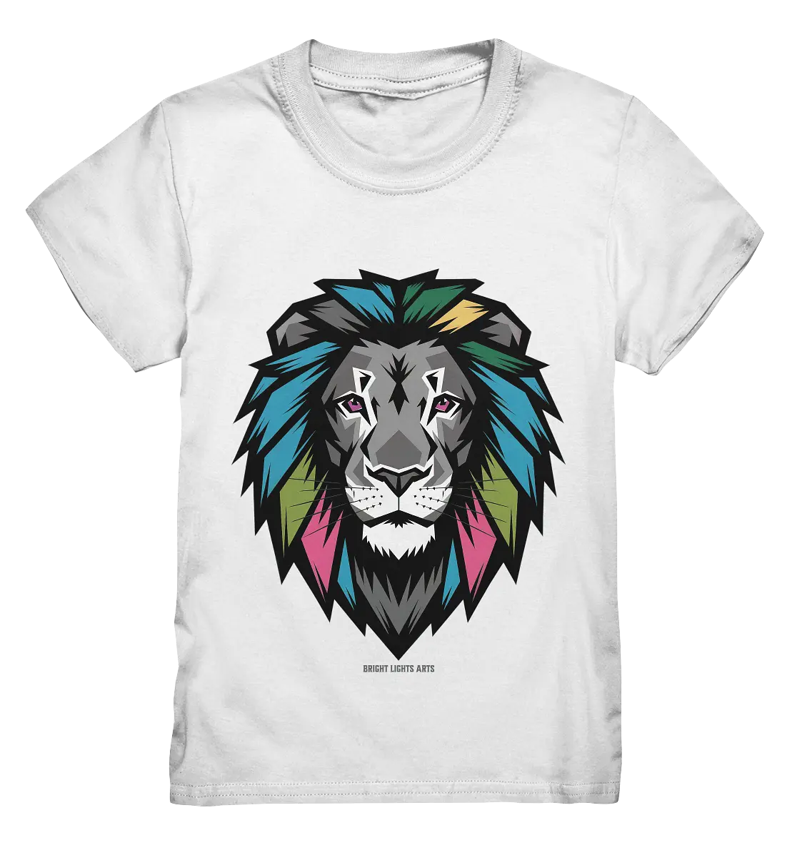Geometrischer Löwenkopf in lebendigen Farben Kunstvolles Design - Kids Premium Shirt Bright Lights Arts