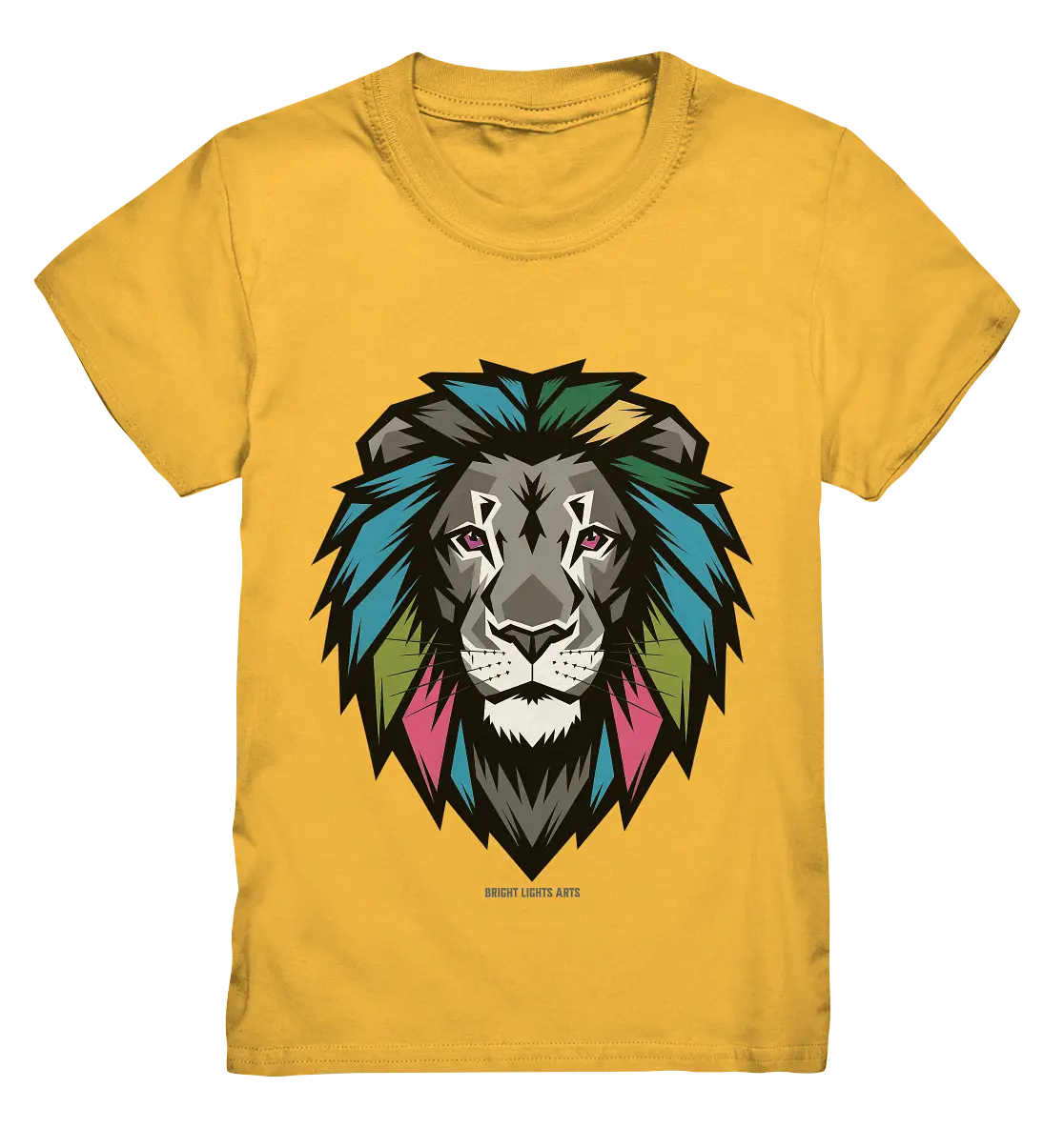 Geometrischer Löwenkopf in lebendigen Farben Kunstvolles Design - Kids Premium Shirt Bright Lights Arts