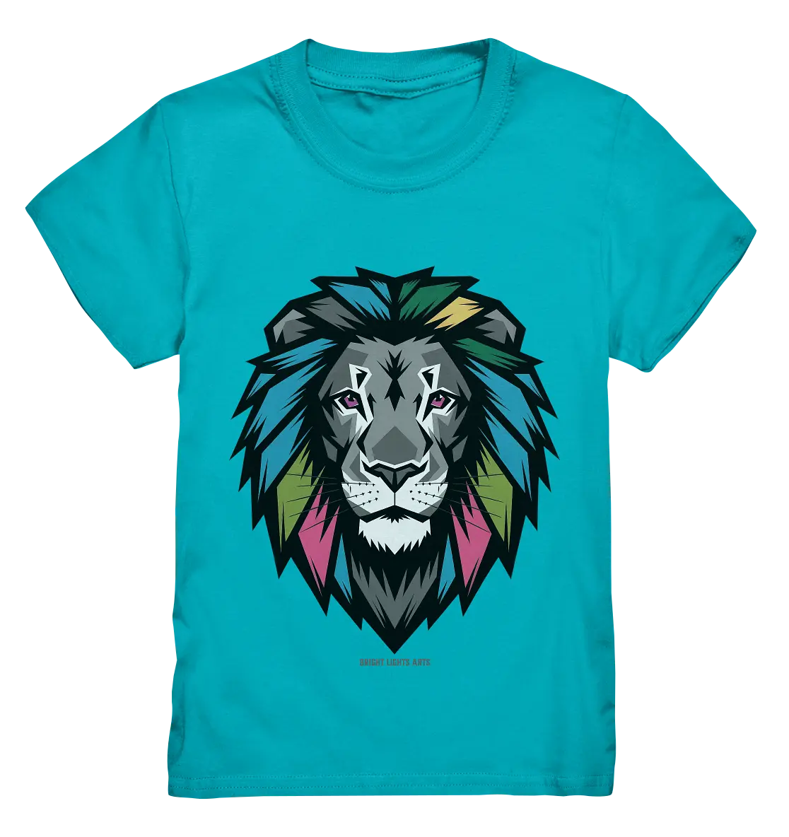 Geometrischer Löwenkopf in lebendigen Farben Kunstvolles Design - Kids Premium Shirt Bright Lights Arts