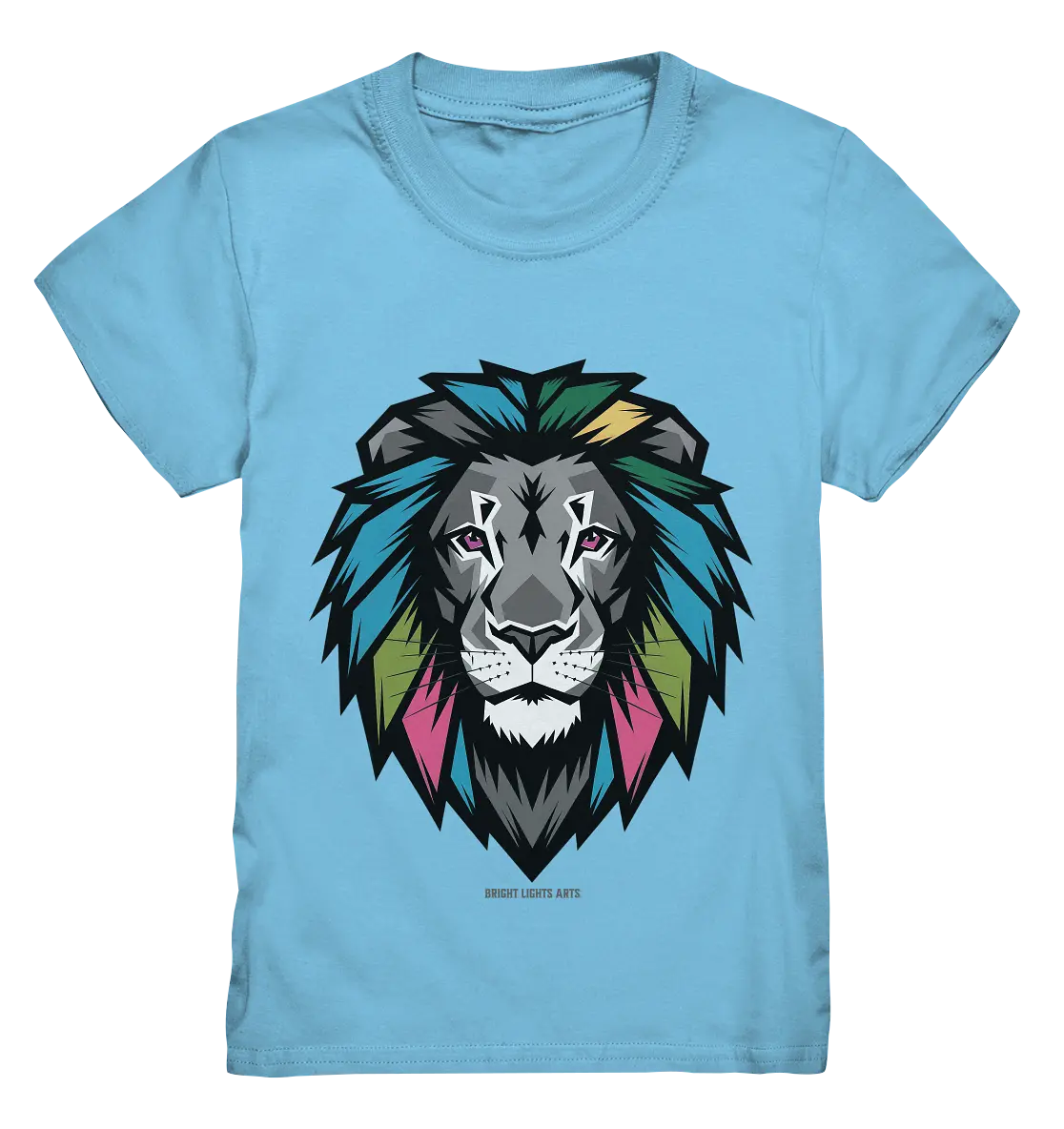 Geometrischer Löwenkopf in lebendigen Farben Kunstvolles Design - Kids Premium Shirt Bright Lights Arts