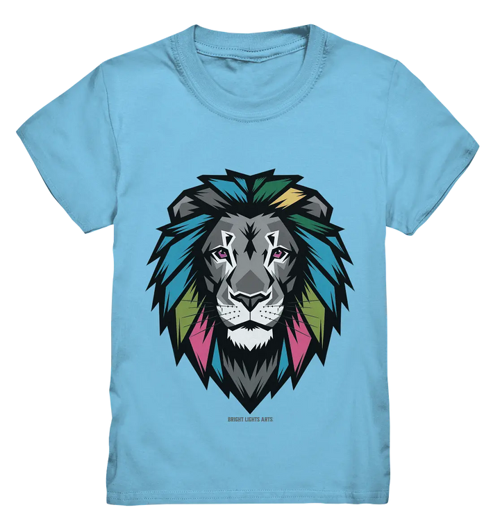Geometrischer Löwenkopf in lebendigen Farben Kunstvolles Design - Kids Premium Shirt Bright Lights Arts