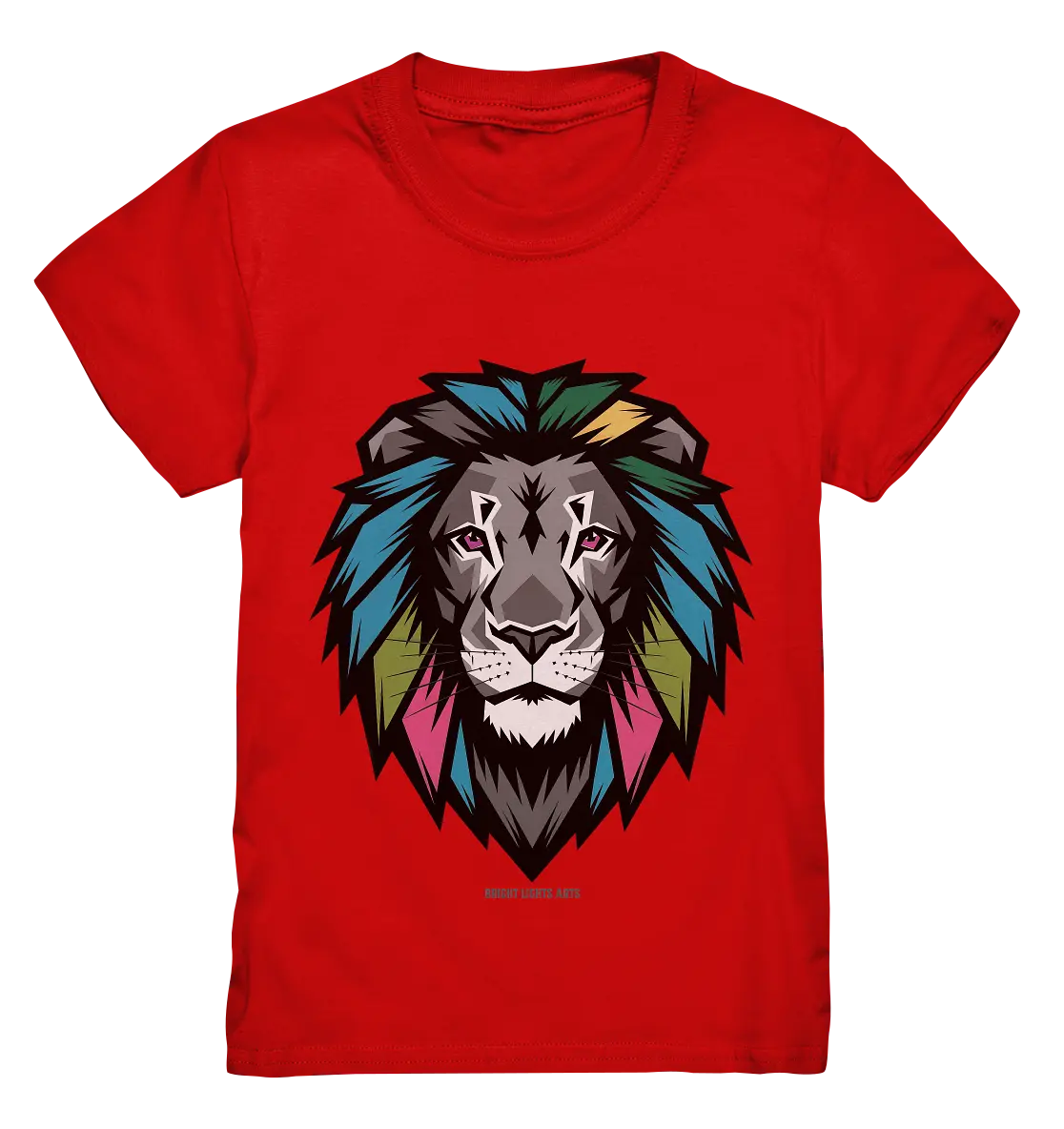 Geometrischer Löwenkopf in lebendigen Farben Kunstvolles Design - Kids Premium Shirt Bright Lights Arts