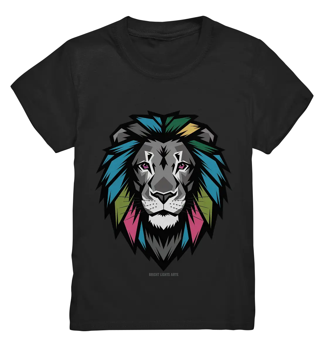 Geometrischer Löwenkopf in lebendigen Farben Kunstvolles Design - Kids Premium Shirt Bright Lights Arts