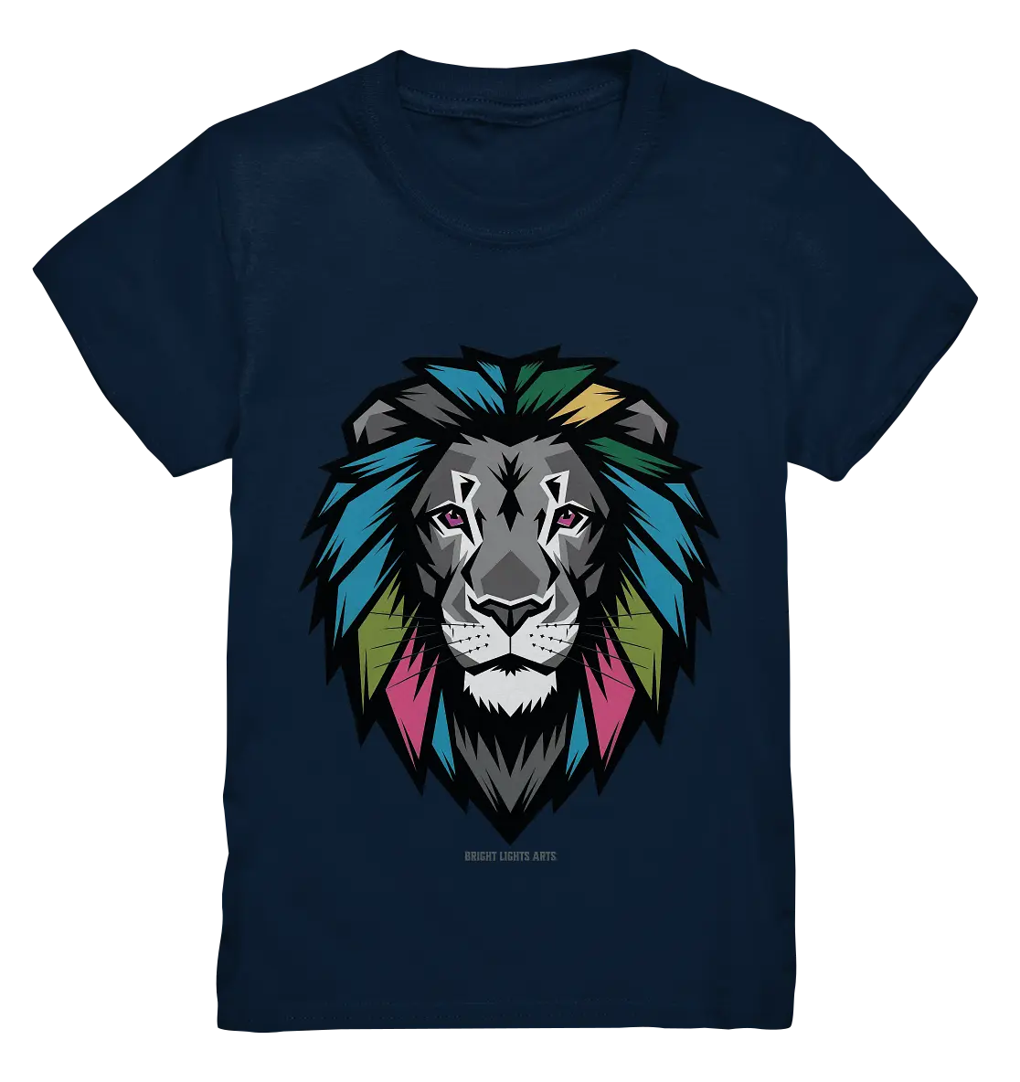 Geometrischer Löwenkopf in lebendigen Farben Kunstvolles Design - Kids Premium Shirt Bright Lights Arts