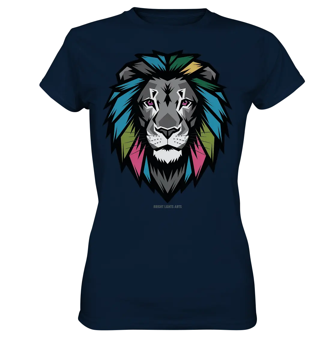 Geometrischer Löwenkopf in lebendigen Farben Kunstvolles Design - Ladies Premium Shirt Bright Lights Arts