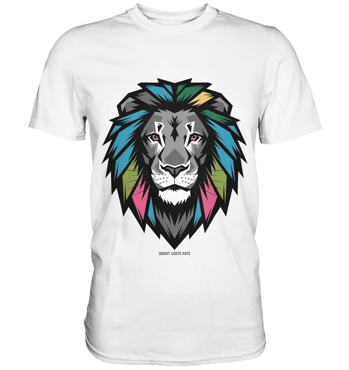 Geometrischer Löwenkopf in lebendigen Farben Kunstvolles Design - Premium Shirt Bright Lights Arts
