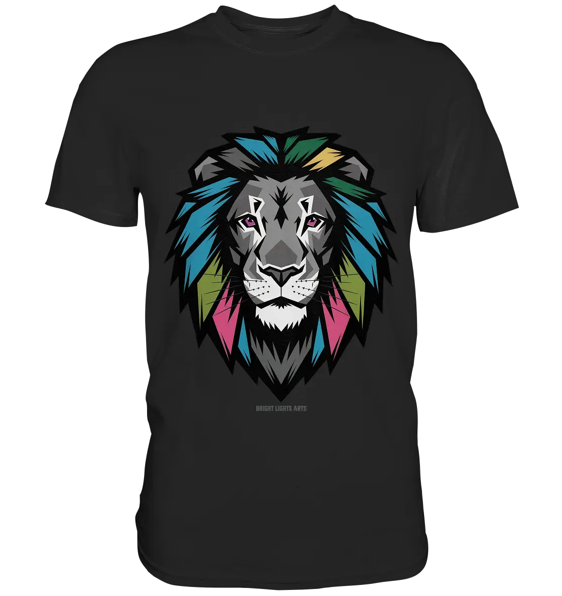 Geometrischer Löwenkopf in lebendigen Farben Kunstvolles Design - Premium Shirt Bright Lights Arts