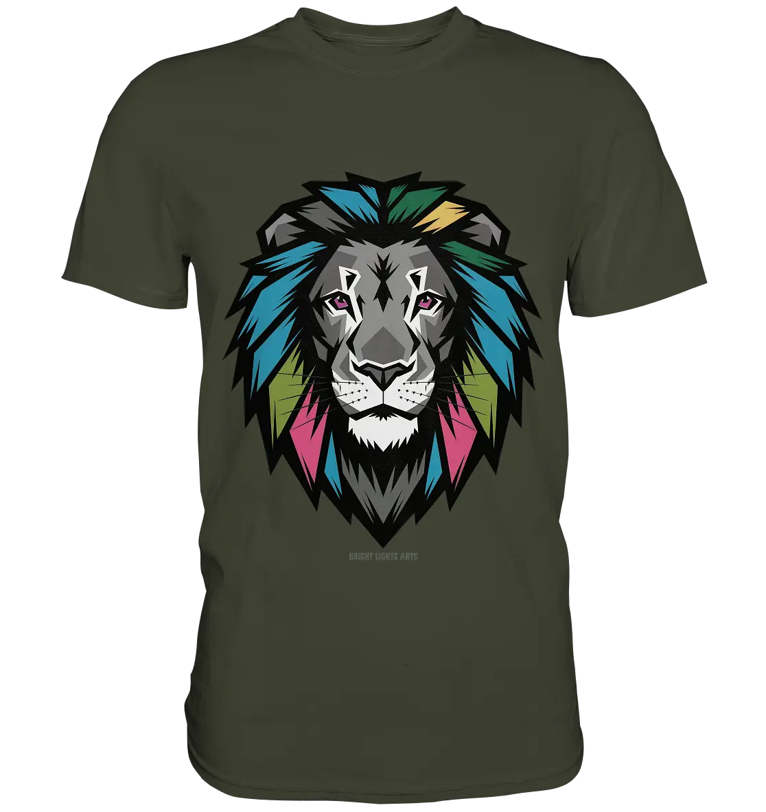 Geometrischer Löwenkopf in lebendigen Farben Kunstvolles Design - Premium Shirt Bright Lights Arts