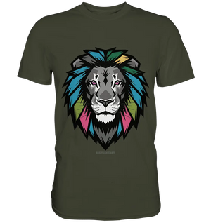 Geometrischer Löwenkopf in lebendigen Farben Kunstvolles Design - Premium Shirt Bright Lights Arts