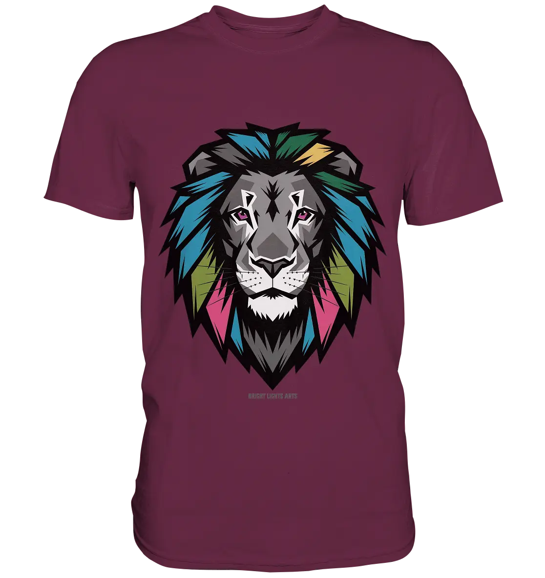 Geometrischer Löwenkopf in lebendigen Farben Kunstvolles Design - Premium Shirt Bright Lights Arts