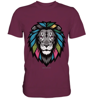 Geometrischer Löwenkopf in lebendigen Farben Kunstvolles Design - Premium Shirt Bright Lights Arts