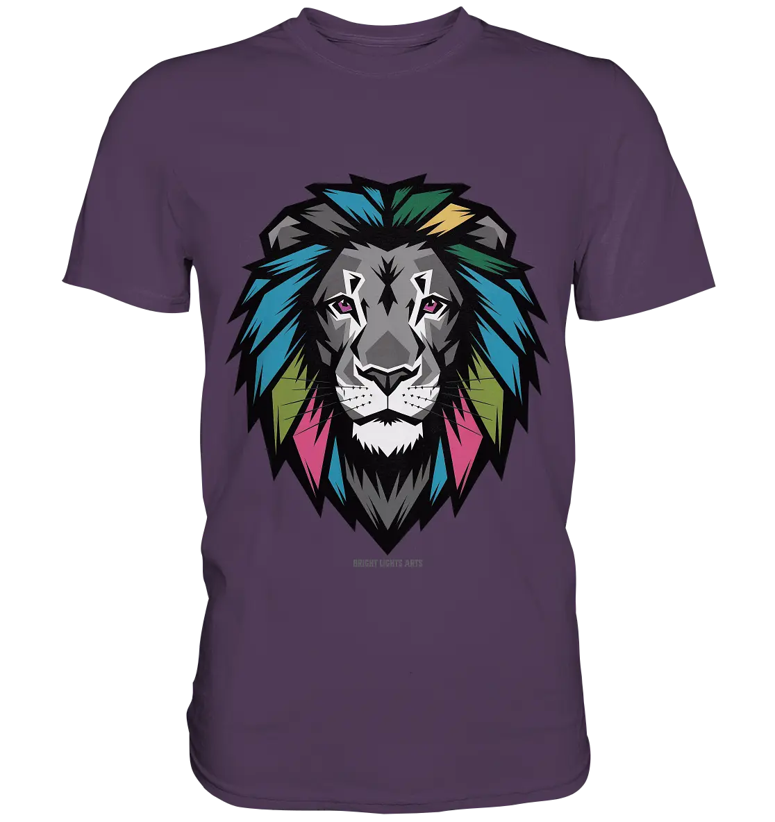 Geometrischer Löwenkopf in lebendigen Farben Kunstvolles Design - Premium Shirt Bright Lights Arts