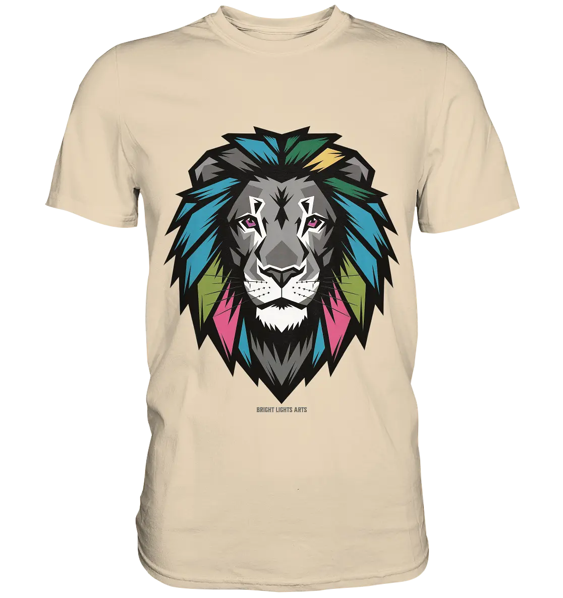Geometrischer Löwenkopf in lebendigen Farben Kunstvolles Design - Premium Shirt Bright Lights Arts