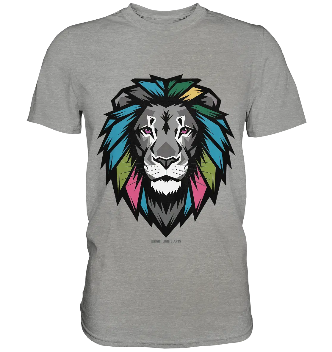 Geometrischer Löwenkopf in lebendigen Farben Kunstvolles Design - Premium Shirt Bright Lights Arts