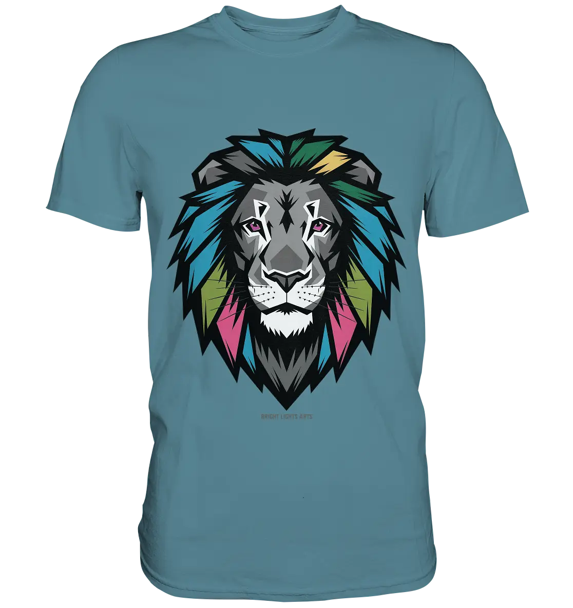 Geometrischer Löwenkopf in lebendigen Farben Kunstvolles Design - Premium Shirt Bright Lights Arts