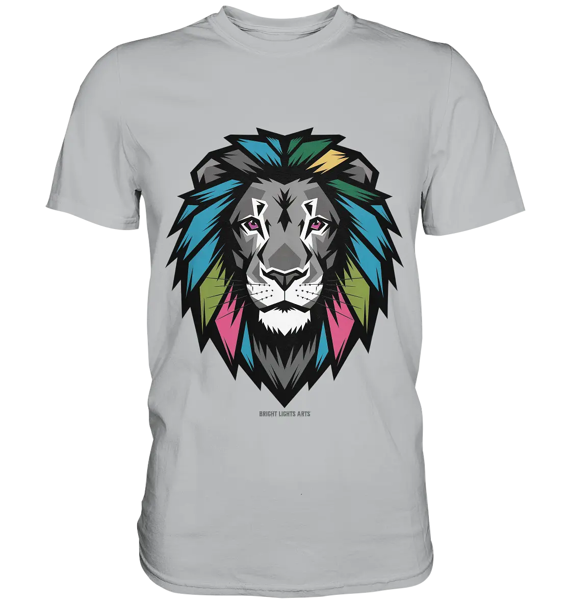 Geometrischer Löwenkopf in lebendigen Farben Kunstvolles Design - Premium Shirt Bright Lights Arts