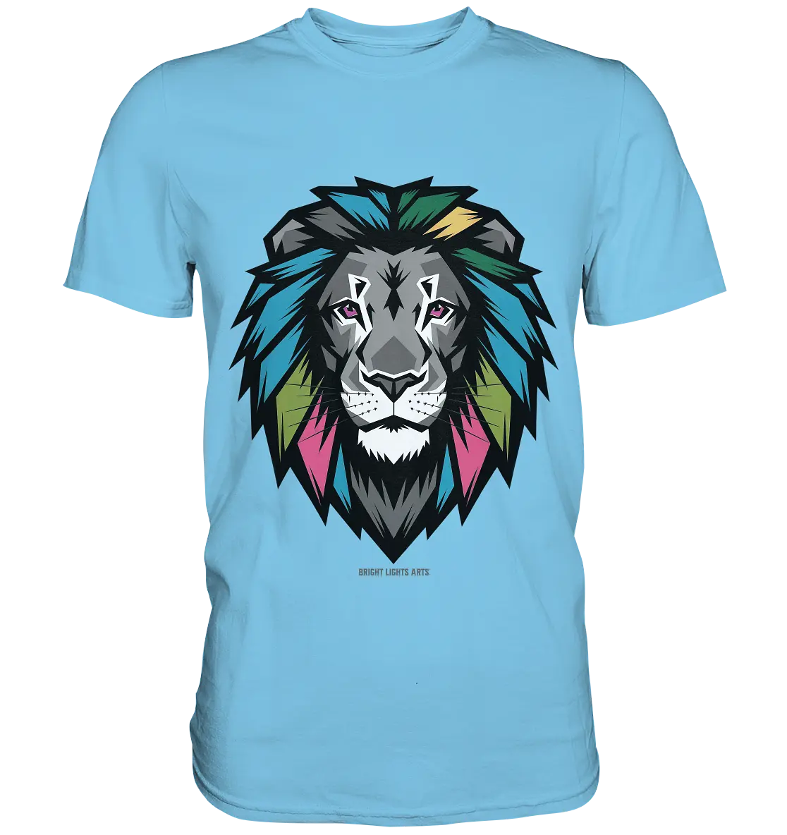Geometrischer Löwenkopf in lebendigen Farben Kunstvolles Design - Premium Shirt Bright Lights Arts