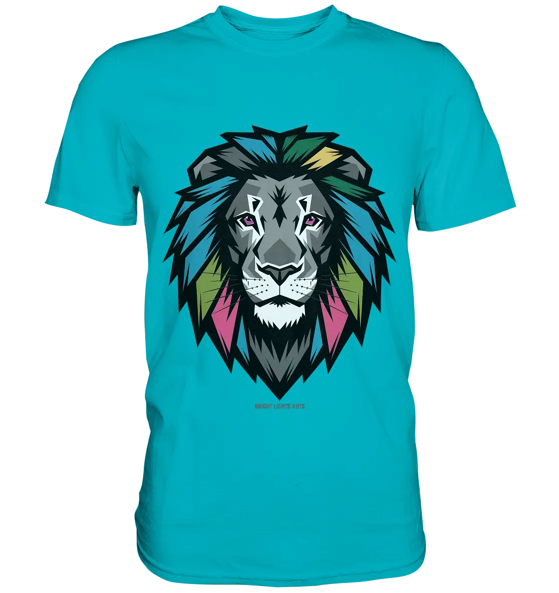 Geometrischer Löwenkopf in lebendigen Farben Kunstvolles Design - Premium Shirt Bright Lights Arts