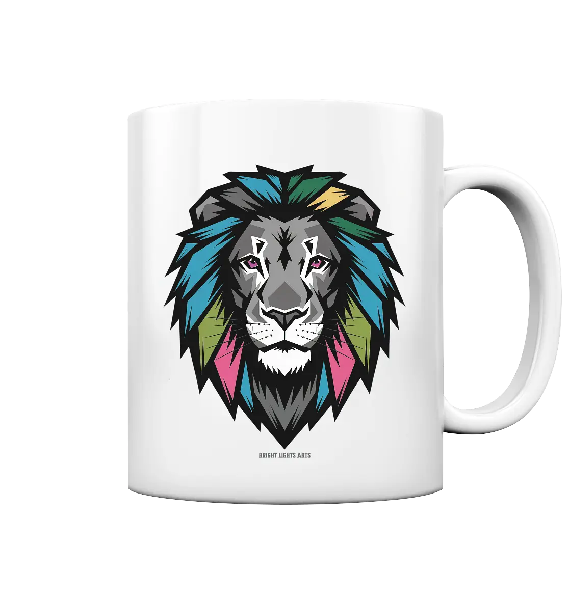 Geometrischer Löwenkopf in lebendigen Farben Kunstvolles Design - Tasse glossy Bright Lights Arts