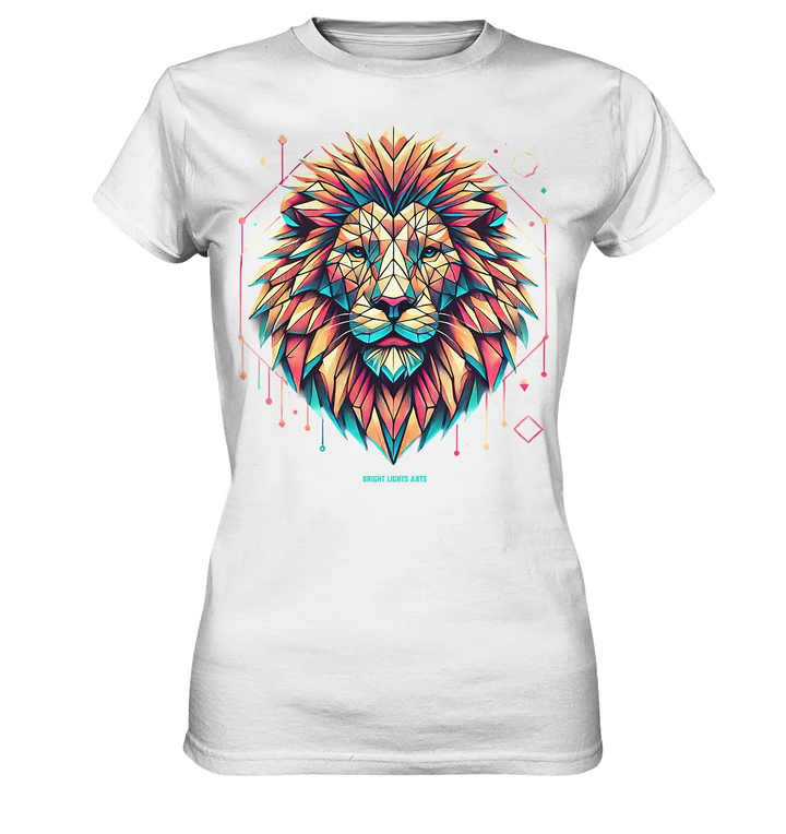 Geometrischer Löwenkopf in lebendigen Farben - Ladies Premium Shirt Bright Lights Arts