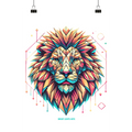 Geometrischer Löwenkopf in lebendigen Farben - Poster Din A2 (hoch) Bright Lights Arts