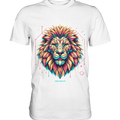 Geometrischer Löwenkopf in lebendigen Farben - Premium Shirt Bright Lights Arts