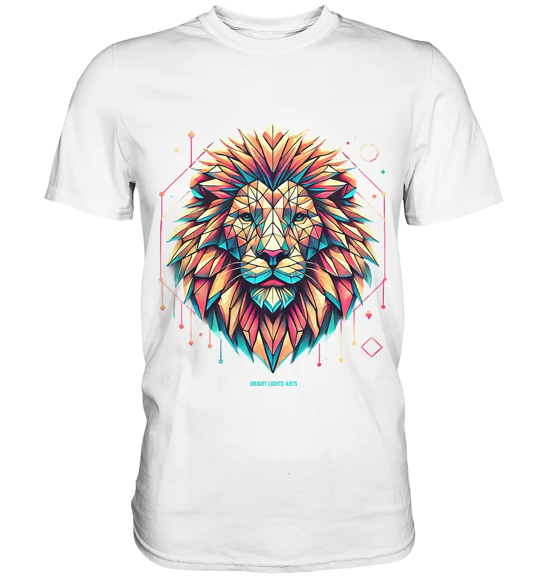Geometrischer Löwenkopf in lebendigen Farben - Premium Shirt Bright Lights Arts