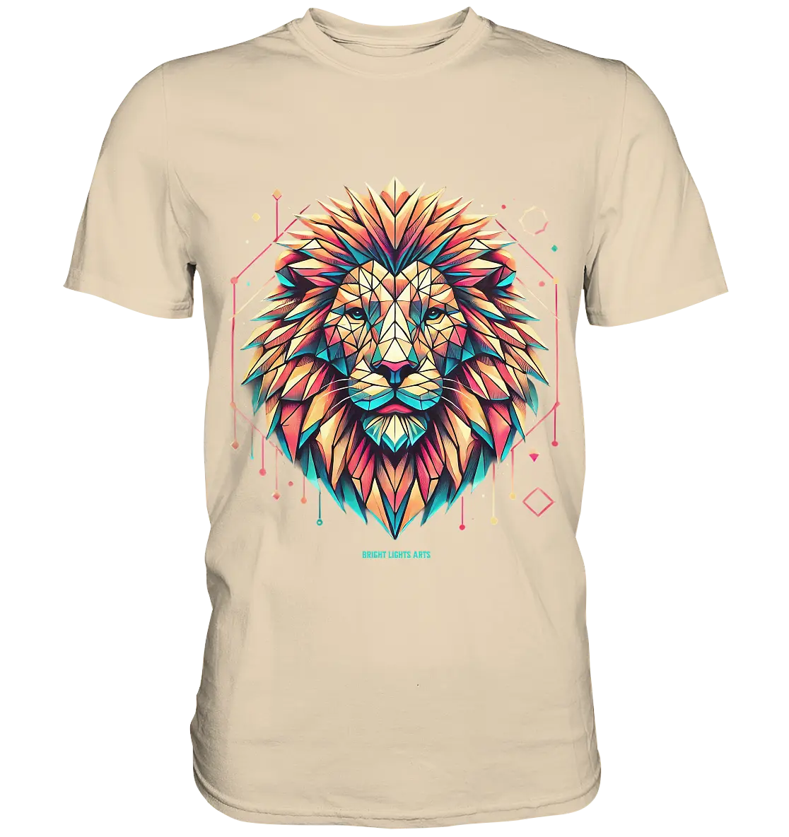 Geometrischer Löwenkopf in lebendigen Farben - Premium Shirt Bright Lights Arts