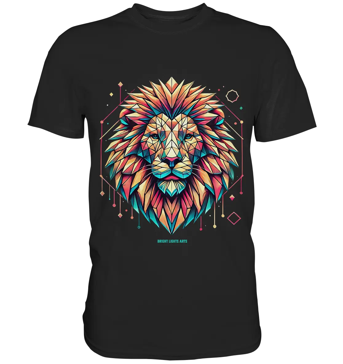 Geometrischer Löwenkopf in lebendigen Farben - Premium Shirt Bright Lights Arts
